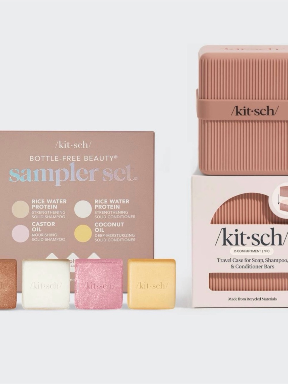 Kitsch Sampler Set Shampoo & Conditioner Bars + Travel Case